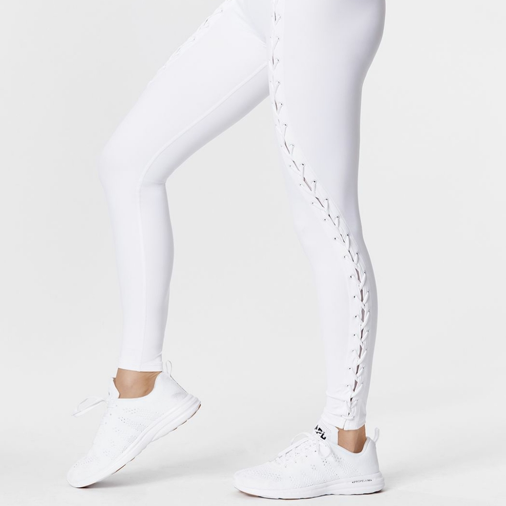 Carbon 38 Lace Up Twisted Seam Leggings XS White
